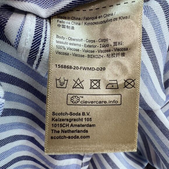 Scotch & Soda Shirt Mens L Blue White Stripe Viscose Button Down Classic Preppy - Picture 13 of 15